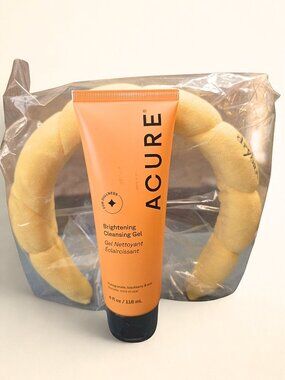 Acure Brightening Cleansing Gel + Drybar Headband Bundle NWT Skincare Set